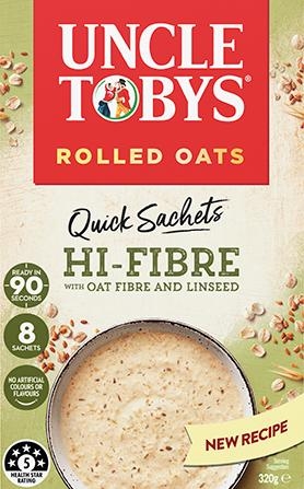 Uncle Tobys Quick Oats Hi Fibre 10 Pack 320g