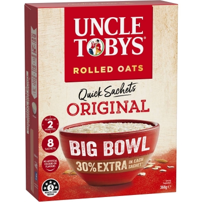 Uncle Tobys Quick Oats Original Big Bowl 8 Pack