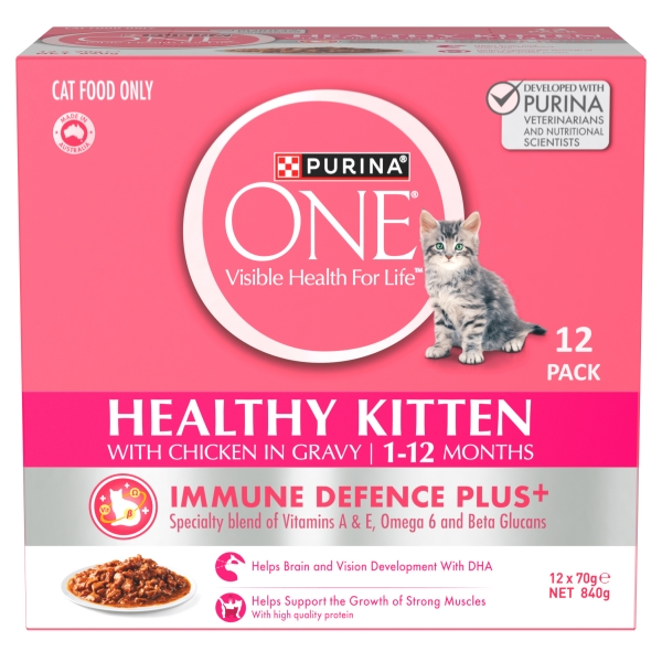 Purina One Kitten Cat Food Succulent Chicken Gravy 12 x 70g 