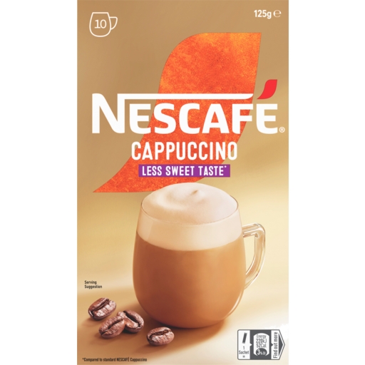 Nescafe Less Sweet Cappuccino Coffee Sachets 10 Pack