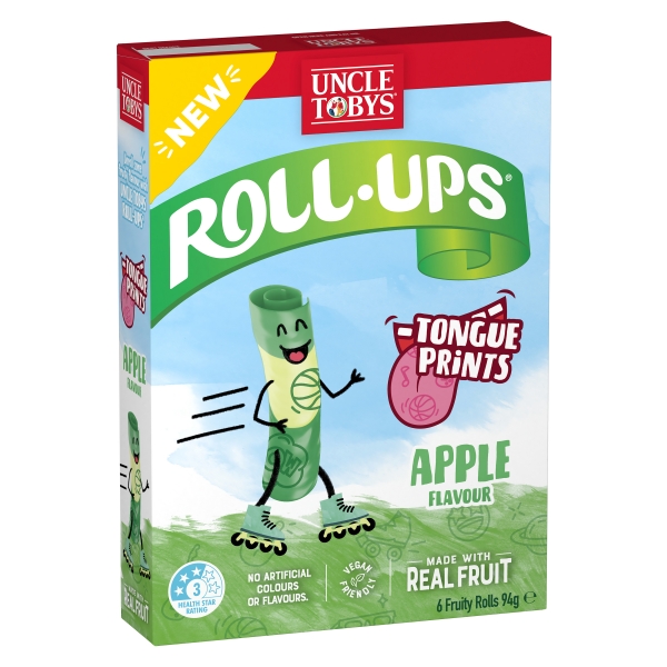 Uncle Tobys Roll Ups Tongue Prints Apple 6 Pack 94g
