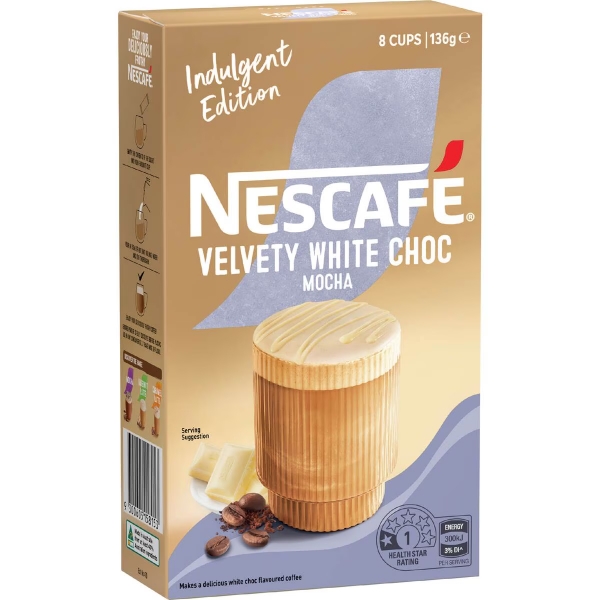 Nescafe Coffee Sachets Mocha White Choc 8 Pack 136g
