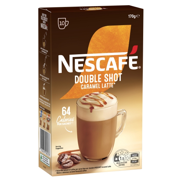Nescafe Coffee Sachets Double Shot Caramel Latte 10 Pack 170g