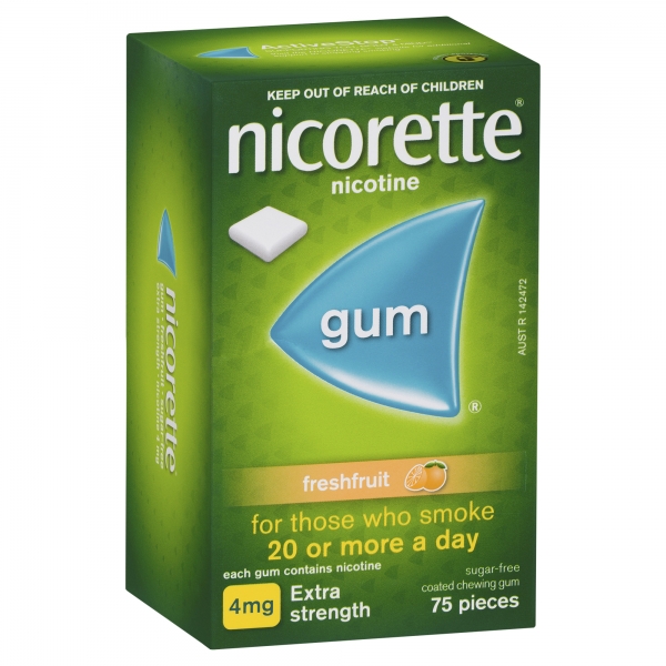 Nicorette Quit Smoking Extra Strength Nicotine Gum Freshfruit 75 Pack