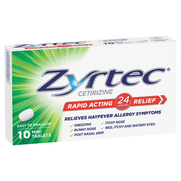 Zyrtec Allergy & Hayfever Tablets 10mg 10 Pack