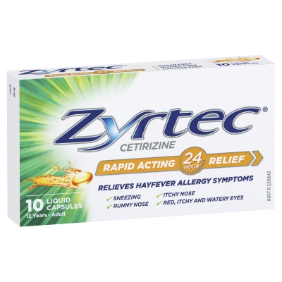 Zyrtec Allergy & Hayfever Liquid Capsules 10 Pack