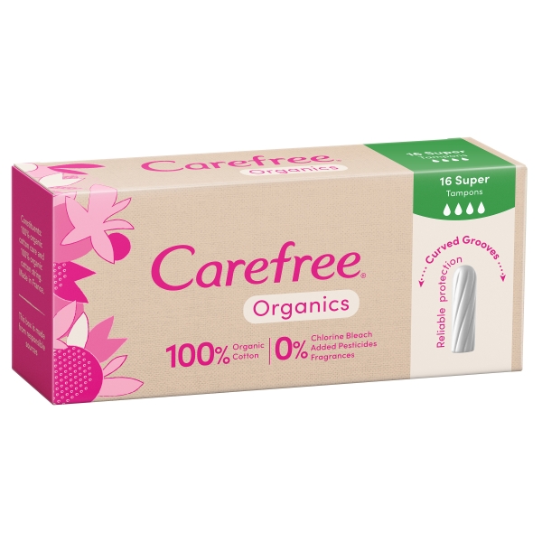 Carefree Organics Tampons Super 16 Pack 