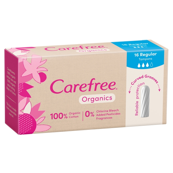 Carefree Organics Tampons Regular 16 Pack 