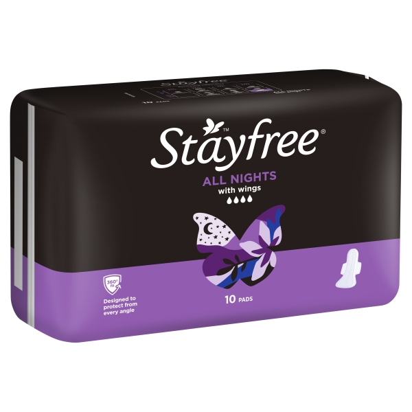 Stayfree All Night Extra Long With Wings 10 Pack