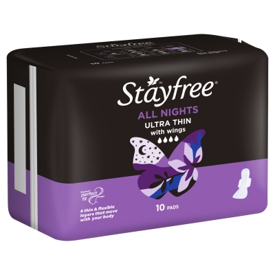 Stayfree Ultra Thin Pads All Nights With Wings 10 Pack