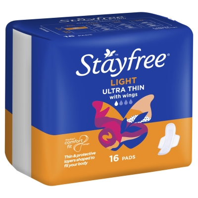 Stayfree Pads Light Ultra Thin With Wings 16 Pack