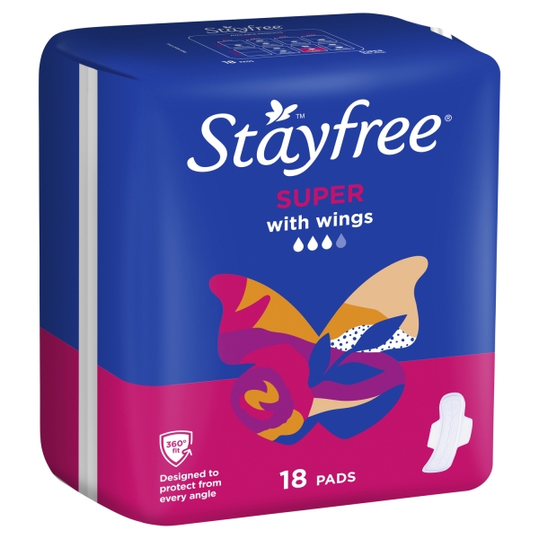 Stayfree Pads Super With Wings 18 Pack