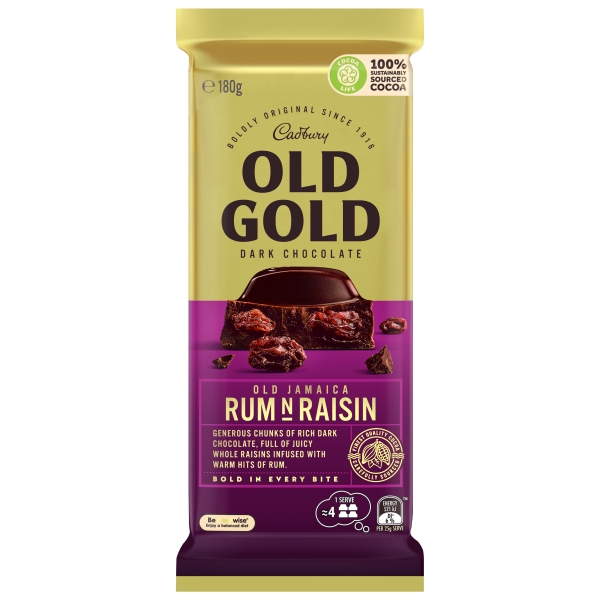 Cadbury Old Gold Block Jamaica Rum N Raisin 180g