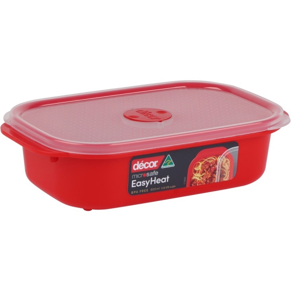 Decor Microwave Safe Container Oblong Red 900ml