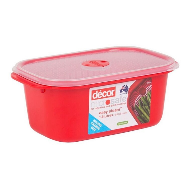 Decor Microsafe Oblong Red With Rack 1.6lt