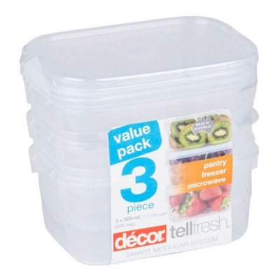 Decor Tellfresh Storer System Oblong Container 3 x 500ml