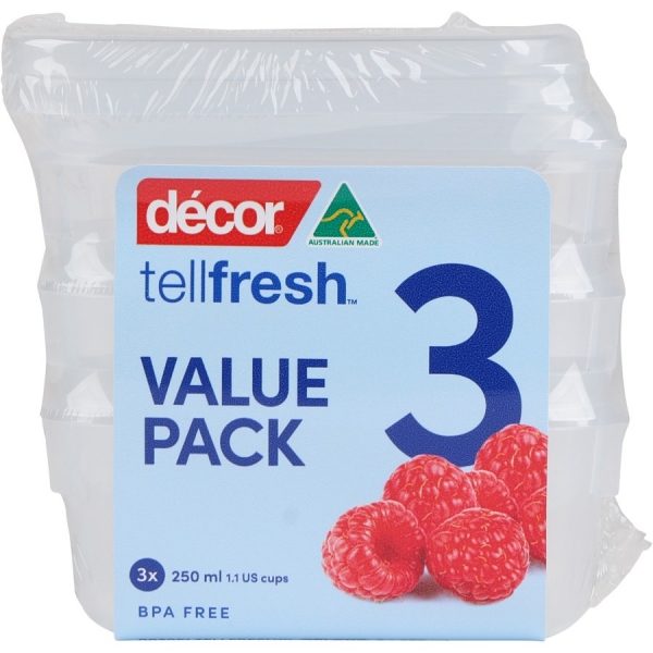 Decor Tellfresh Containers 3 x 250ml Pack