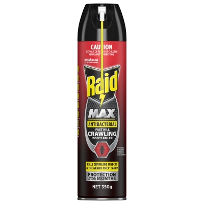 Raid Max Antibacterial Fast Kill Crawling Insect Spray 350g