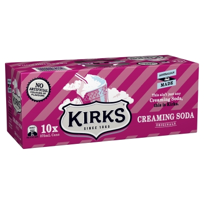 Kirks Creaming Soda 10 x 375ml Can