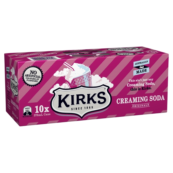 Kirks Creaming Soda 10 x 375ml Cans
