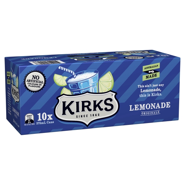 Kirks Lemonade 10 x 375ml Cans