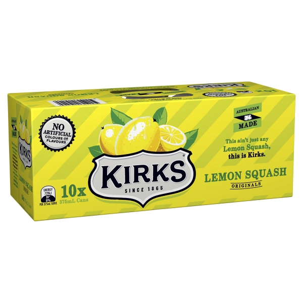 Kirks Lemon Squash 10 x 375ml Can