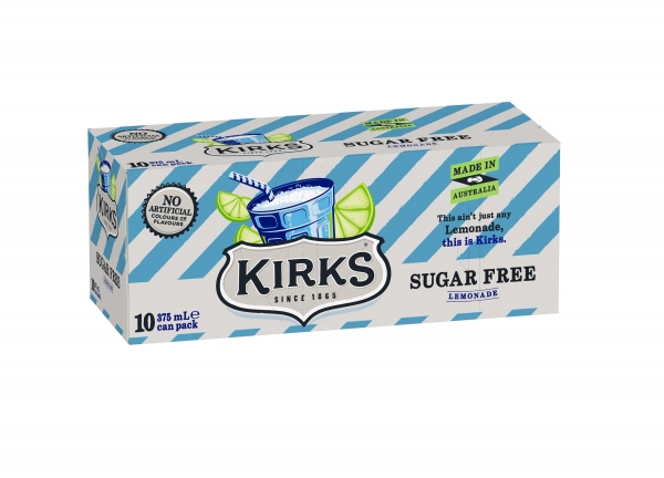 Kirks Lemonade Sugar Free 10 x 375ml Cans