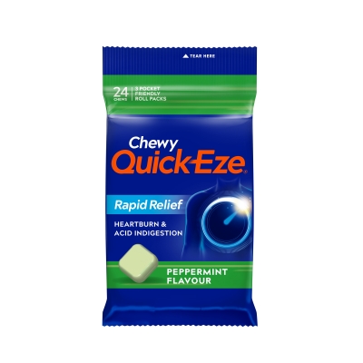 Quick Eze Antacid Tablets Chewy Peppermint 24 Pack