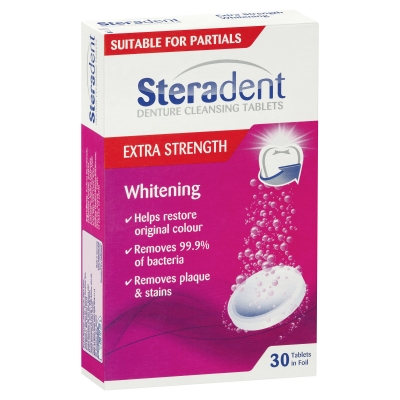Steradent Extra Strength Whitening Denture Cleansing Tablets 30 Pack