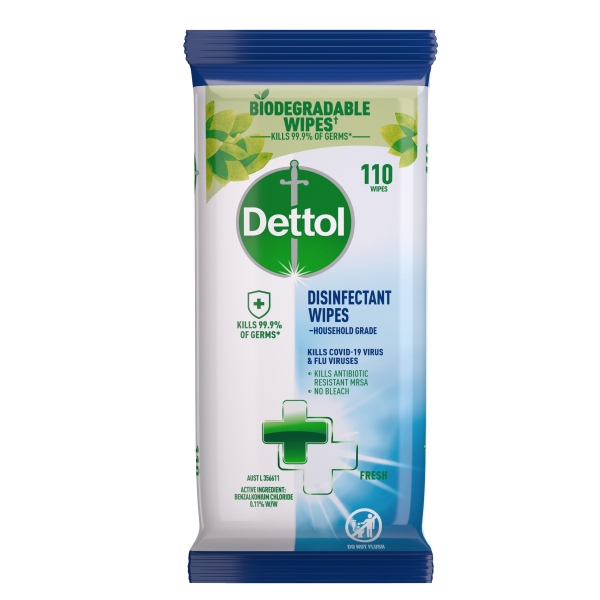 Dettol Multipurpose Disinfectant Wipes Fresh Household Grade 110 Pack