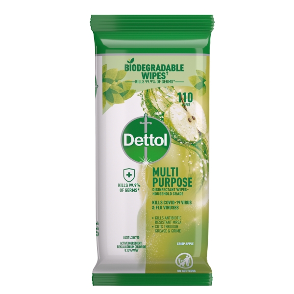 Dettol Multipurpose Disinfectant Wipes Apple 110 Pack