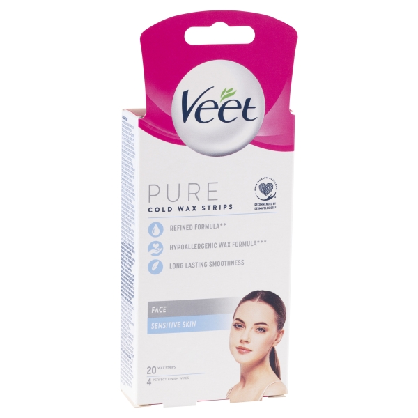 Veet Cold Wax Strips Face Sensitive Skin 20 Pack