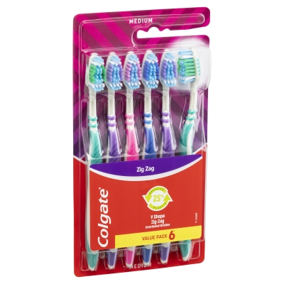 Colgate Toothbrush Zig Zag Medium 6 Pack
