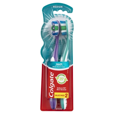 Colgate Toothbrush 360 Degree Medium 2 Pack