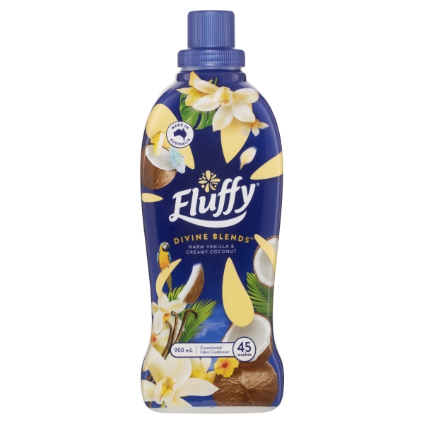 Fluffy Fabric Softener Divine Blends Vanilla & Coconut 900ml