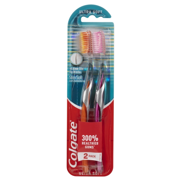 Colgate Toothbrush Slim Soft Advanced Ultra Soft 2 Pack