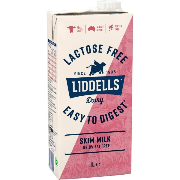 Liddells Lactose Free Milk Skim UHT 1lt