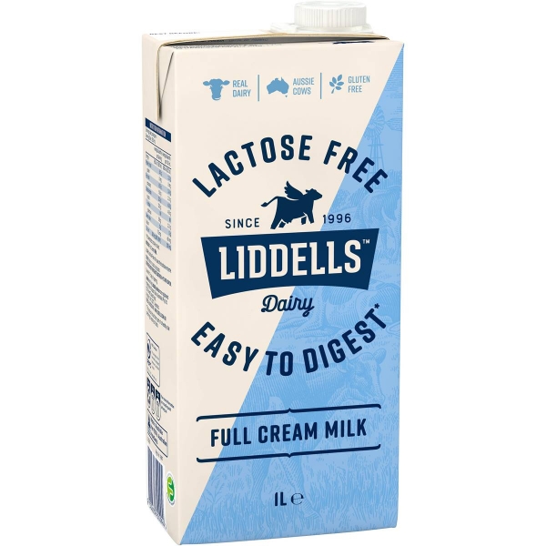 Liddells Milk Long Life Lactose Free Full Cream 1lt