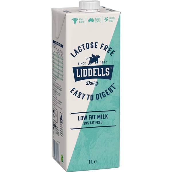Liddells Milk Long Life Lactose Free Low Fat 1lt