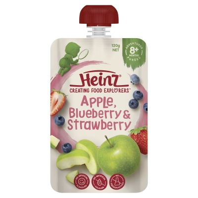 Heinz Apple Blueberry & Strawberry Pouch 8+ Months 120g