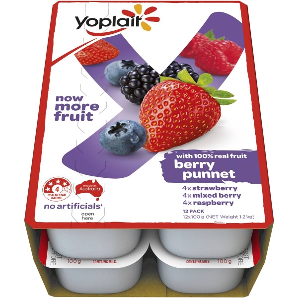 Yoplait Yoghurt Berry Punnet 12 Pack 1.2kg