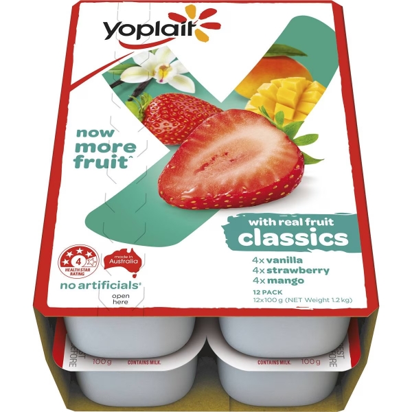 Yoplait Yoghurt Classics 12 Pack 1.2kg