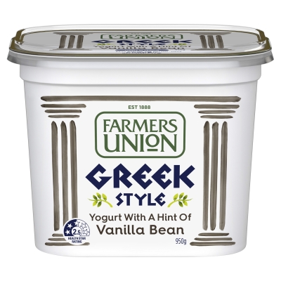 Farmers Union Yoghurt Greek Style Vanilla Bean 950g