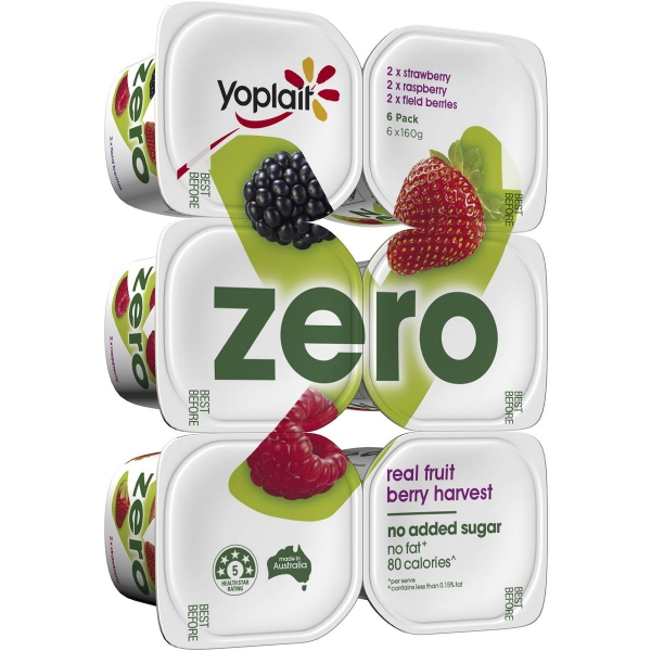 Yoplait Yoghurt Zero Berry Harvest 6 Pack 960g
