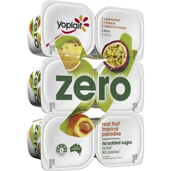 Yoplait Yoghurt Zero Tropical 6 Pack 960g