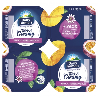 Dairy Farmers Yoghurt Thick & Creamy Mango Passionfruit 4 x 110g