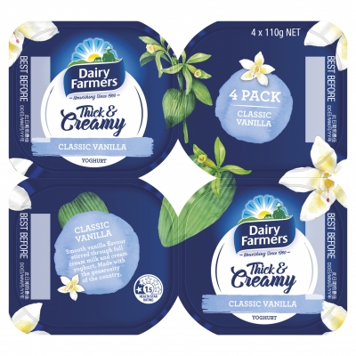 Dairy Farmers Yoghurt Thick & Creamy Vanilla 4 Pack 440g