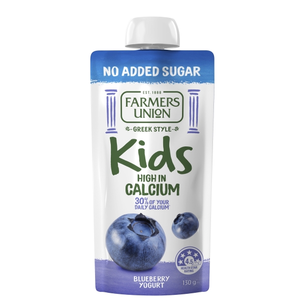Farmers Union Kids Yoghurt Pouch Blueberry 130g