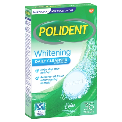 Polident Denture Cleaning Tablets Whitening 36 Pack