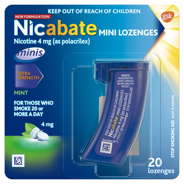 Nicabate Mini Lozenges Extra Strength Mint 4mg 20 Pack